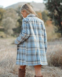 Stan Pocketed Plaid Coat - Light Blue