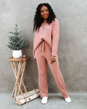 Lovefery Storey Ribbed Knit Pants - Dusty Rose