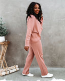 Lovefery Storey Ribbed Knit Pants - Dusty Rose