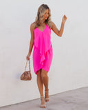 lovefery Such A Flirt Halter Ruffle Dress - Hot Pink