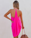 lovefery Such A Flirt Halter Ruffle Dress - Hot Pink