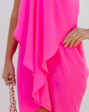 lovefery Such A Flirt Halter Ruffle Dress - Hot Pink