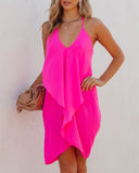 lovefery Such A Flirt Halter Ruffle Dress - Hot Pink