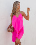 lovefery Such A Flirt Halter Ruffle Dress - Hot Pink