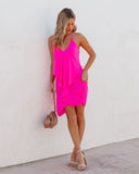 lovefery Such A Flirt Halter Ruffle Dress - Hot Pink