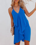 lovefery Such A Flirt Halter Ruffle Dress - Royal Blue