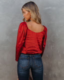 Sweeney Satin Billowed Blouse - Scarlet