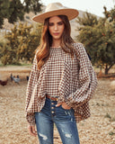 Tensey Checkered Babydoll Blouse