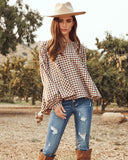 Tensey Checkered Babydoll Blouse