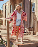 Those Who Wander Floral Duster Kimono - Burgundy