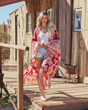 Those Who Wander Floral Duster Kimono - Burgundy