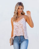 Lovefery Take Good Care Printed Lace Cami Tank