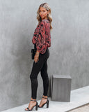 Taras Paisley Button Down Crop Blouse