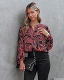 Taras Paisley Button Down Crop Blouse