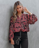 Taras Paisley Button Down Crop Blouse