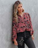 Taras Paisley Button Down Crop Blouse