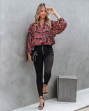 Taras Paisley Button Down Crop Blouse