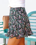 Lovefery Teardrops Floral Ruffle Mini Skort