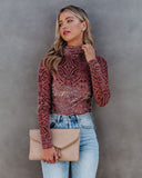 Tessy Velvet Burnout Turtleneck Top - Mauve