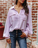 Ulyssa Button Down Pocket Top - Sweet Lilac