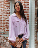 Ulyssa Button Down Pocket Top - Sweet Lilac