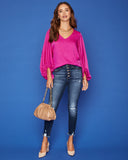 Vada Balloon Sleeve Blouse - Fuchsia