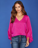 Vada Balloon Sleeve Blouse - Fuchsia