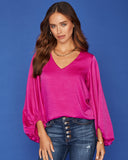 Vada Balloon Sleeve Blouse - Fuchsia