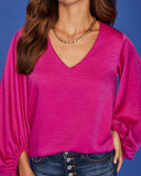 Vada Balloon Sleeve Blouse - Fuchsia