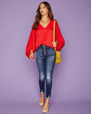 Vada Balloon Sleeve Blouse - Red