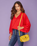 Vada Balloon Sleeve Blouse - Red