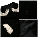 Lovefery Velvet & Lace Peter Pan Collar Blouse