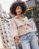 Wilfred Pocketed Gingham Crop Jacket