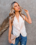 Waka Sleeveless Twist Blouse - Champagne