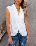 Waka Sleeveless Twist Blouse - White