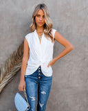 Waka Sleeveless Twist Blouse - White