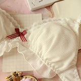 Lovefery White Ruffle  2-piece Kawaii Princess Lolita Nymphet Lingerie Set