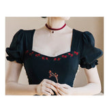 Lovefery Zaria Rose Embroidery Witchy Academia Dress