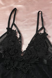 Lovefery Black Sheer Lace Mesh Babydoll With Thong