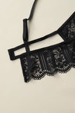 Lovefery Black Spaghetti Strap Lace Bralette Set