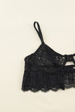 Lovefery Black Spaghetti Strap Lace Bralette Set