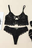 Lovefery Black Spaghetti Strap Lace Bralette Set