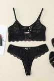 Lovefery Black Spaghetti Strap Lace Bralette Set