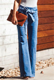 lovefery Blue Slim Belt Wide Leg Jeans