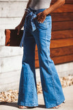 lovefery Blue Slim Belt Wide Leg Jeans