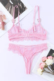 Lovefery Butterfly Cut-Out Lace Bra And Panty Set