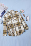 Button-Up Pocket Long Sleeve Plaid Shacket