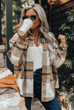 Button-Up Pocket Long Sleeve Plaid Shacket