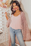 Lovefery Flare Sleeve Open Front Sequin Kimono