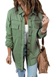 Green Buttoned Long Sleeve Pocketed Shirt Jacket